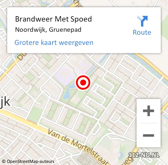 Locatie op kaart van de 112 melding: Brandweer Met Spoed Naar Noordwijk, Gruenepad op 14 juli 2015 16:14