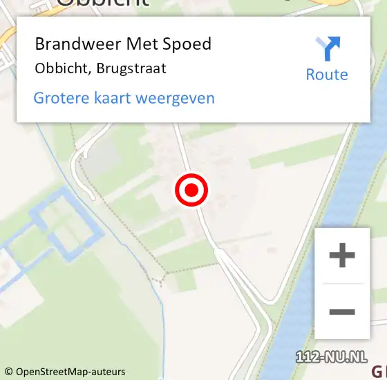 Locatie op kaart van de 112 melding: Brandweer Met Spoed Naar Obbicht, Brugstraat op 14 juli 2015 16:16