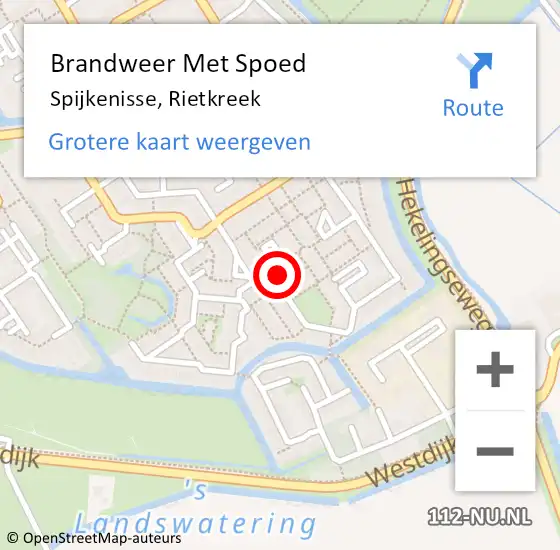 Locatie op kaart van de 112 melding: Brandweer Met Spoed Naar Spijkenisse, Rietkreek op 14 juli 2015 17:29