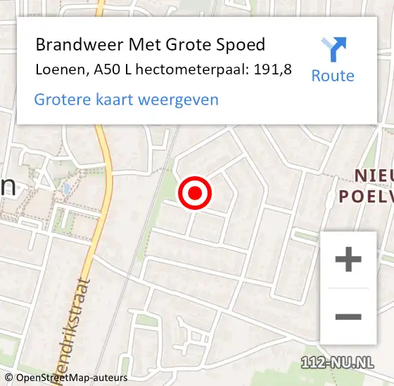 Locatie op kaart van de 112 melding: Brandweer Met Grote Spoed Naar Loenen, A50 L hectometerpaal: 191,8 op 14 juli 2015 17:33