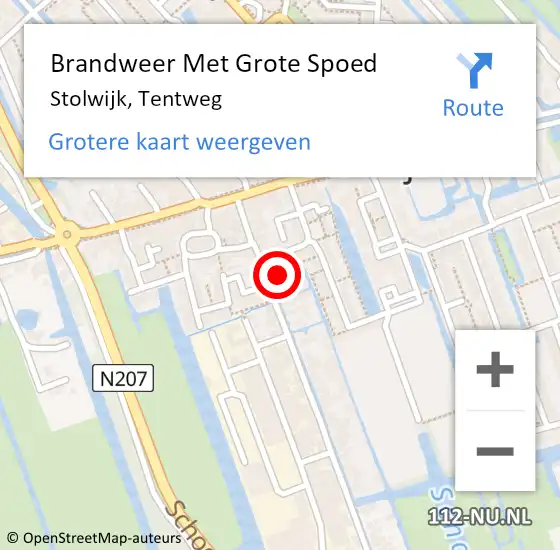 Locatie op kaart van de 112 melding: Brandweer Met Grote Spoed Naar Stolwijk, Tentweg op 14 juli 2015 17:49