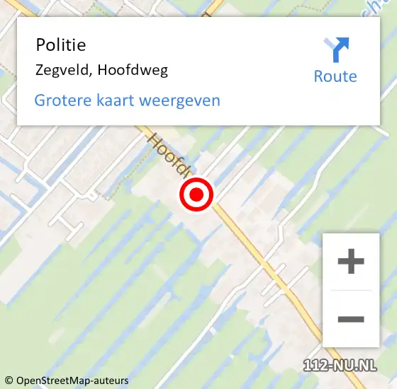 Locatie op kaart van de 112 melding: Politie Zegveld, Hoofdweg op 14 juli 2015 18:04
