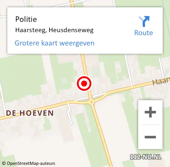 Locatie op kaart van de 112 melding: Politie Haarsteeg, Heusdenseweg op 14 juli 2015 18:56