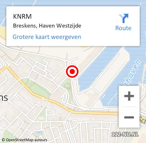 Locatie op kaart van de 112 melding: KNRM Breskens, Haven Westzijde op 14 juli 2015 19:20