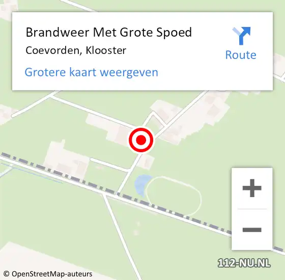 Locatie op kaart van de 112 melding: Brandweer Met Grote Spoed Naar Coevorden, Klooster op 14 juli 2015 20:17