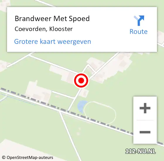 Locatie op kaart van de 112 melding: Brandweer Met Spoed Naar Coevorden, Klooster op 14 juli 2015 20:19