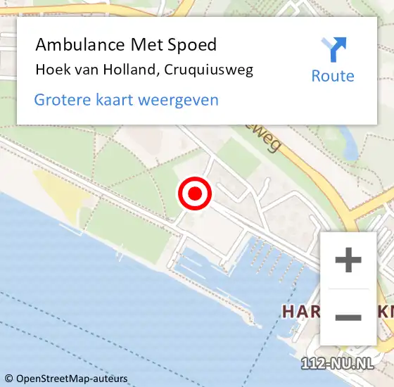 Locatie op kaart van de 112 melding: Ambulance Met Spoed Naar Hoek van Holland, Cruquiusweg op 14 juli 2015 20:44