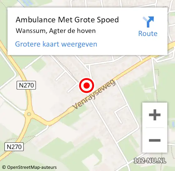 Locatie op kaart van de 112 melding: Ambulance Met Grote Spoed Naar Wanssum, Agter de hoven op 14 juli 2015 21:04