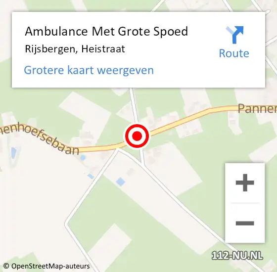 Locatie op kaart van de 112 melding: Ambulance Met Grote Spoed Naar Rijsbergen, Heistraat op 14 juli 2015 21:38