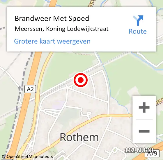 Locatie op kaart van de 112 melding: Brandweer Met Spoed Naar Meerssen, Koning Lodewijkstraat op 14 juli 2015 21:53