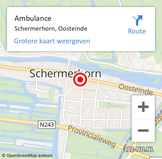 Locatie op kaart van de 112 melding: Ambulance Schermerhorn, Oosteinde op 14 november 2013 08:51