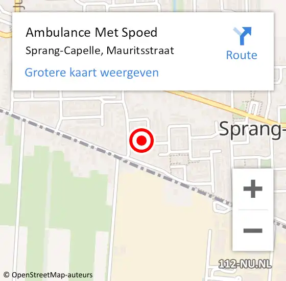 Locatie op kaart van de 112 melding: Ambulance Met Spoed Naar Sprang-Capelle, Mauritsstraat op 15 juli 2015 00:59