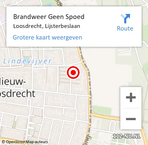 Locatie op kaart van de 112 melding: Brandweer Geen Spoed Naar Loosdrecht, Lijsterbeslaan op 15 juli 2015 01:09