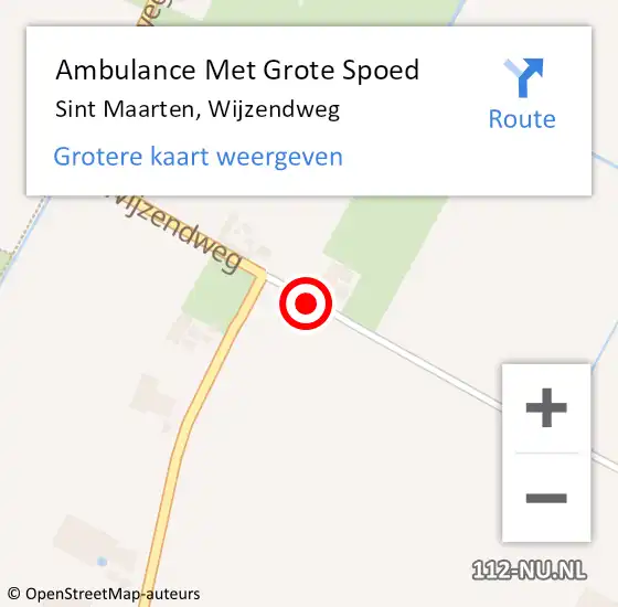 Locatie op kaart van de 112 melding: Ambulance Met Grote Spoed Naar Sint Maarten, Wijzendweg op 15 juli 2015 01:54