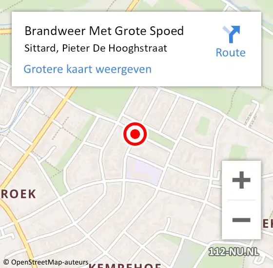 Locatie op kaart van de 112 melding: Brandweer Met Grote Spoed Naar Sittard, Pieter De Hooghstraat op 15 juli 2015 03:25