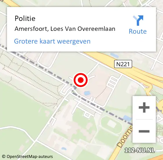 Locatie op kaart van de 112 melding: Politie Amersfoort, Loes Van Overeemlaan op 15 juli 2015 07:19