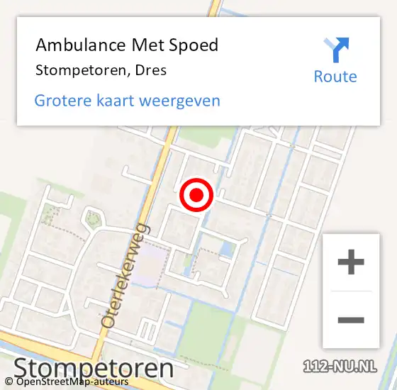 Locatie op kaart van de 112 melding: Ambulance Met Spoed Naar Stompetoren, Dres op 15 juli 2015 08:06