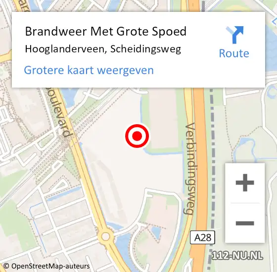 Locatie op kaart van de 112 melding: Brandweer Met Grote Spoed Naar Hooglanderveen, Scheidingsweg op 15 juli 2015 08:16