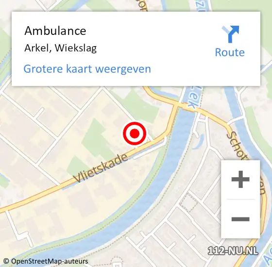 Locatie op kaart van de 112 melding: Ambulance Arkel, Wiekslag op 15 juli 2015 08:54