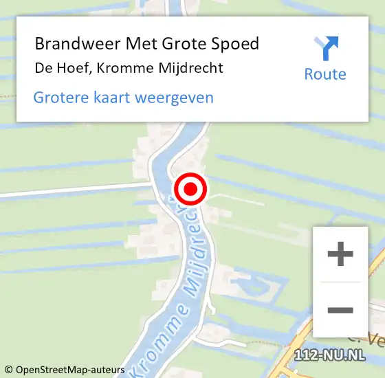 Locatie op kaart van de 112 melding: Brandweer Met Grote Spoed Naar De Hoef, Kromme Mijdrecht op 15 juli 2015 09:08