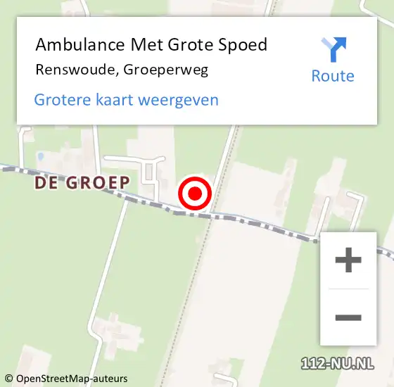 Locatie op kaart van de 112 melding: Ambulance Met Grote Spoed Naar Renswoude, Groeperweg op 15 juli 2015 09:49