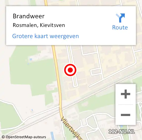 Locatie op kaart van de 112 melding: Brandweer Rosmalen, Kievitsven op 15 juli 2015 10:41