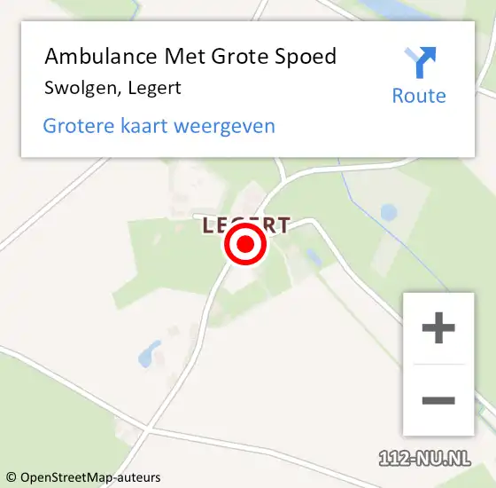 Locatie op kaart van de 112 melding: Ambulance Met Grote Spoed Naar Swolgen, Legert op 15 juli 2015 11:02