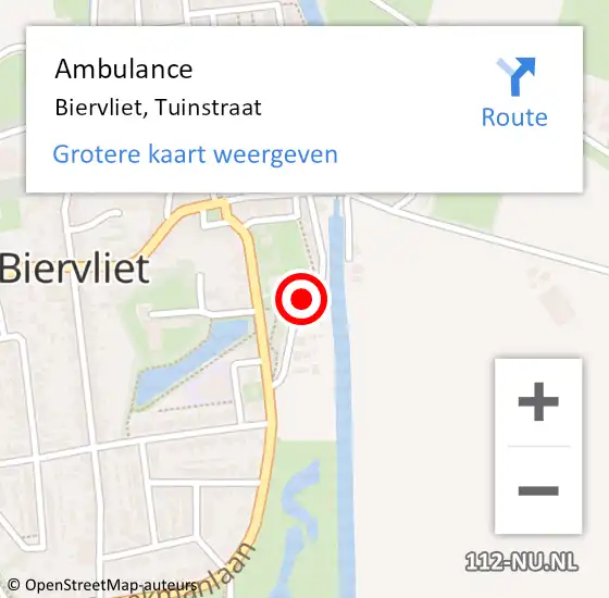 Locatie op kaart van de 112 melding: Ambulance Biervliet, Tuinstraat op 14 november 2013 09:23