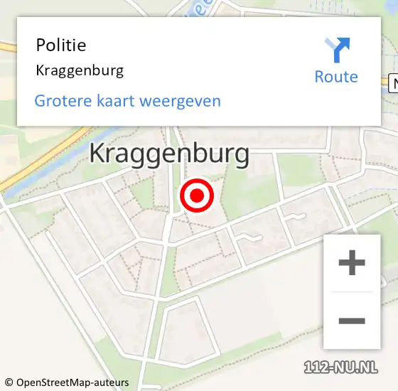 Locatie op kaart van de 112 melding: Politie Kraggenburg op 15 juli 2015 12:58