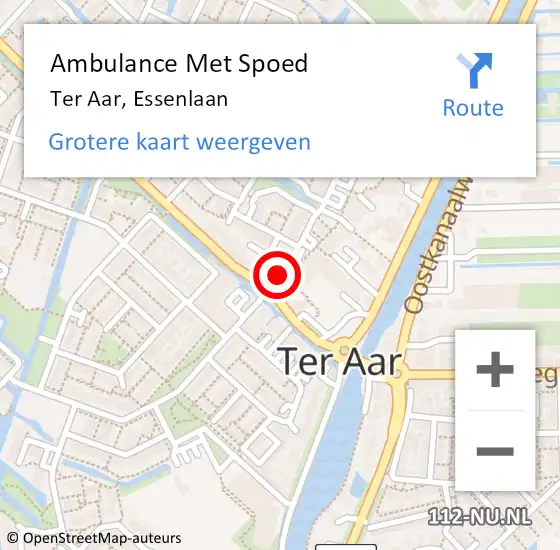 Locatie op kaart van de 112 melding: Ambulance Met Spoed Naar Ter Aar, Essenlaan op 15 juli 2015 13:48