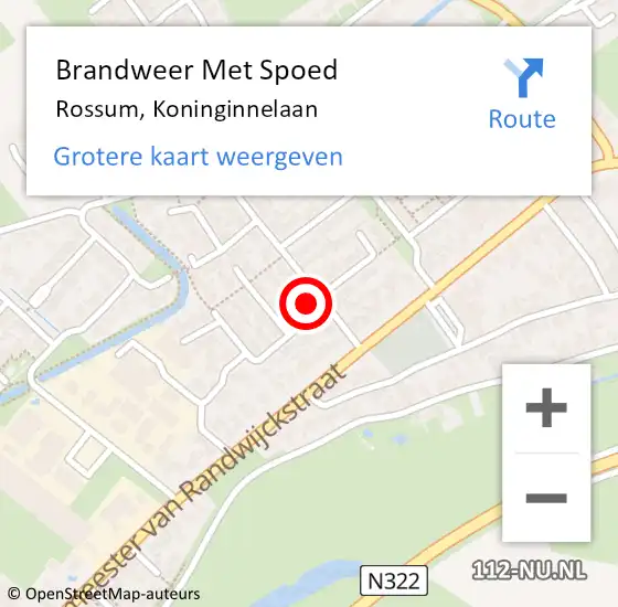 Locatie op kaart van de 112 melding: Brandweer Met Spoed Naar Rossum, Koninginnelaan op 15 juli 2015 14:31