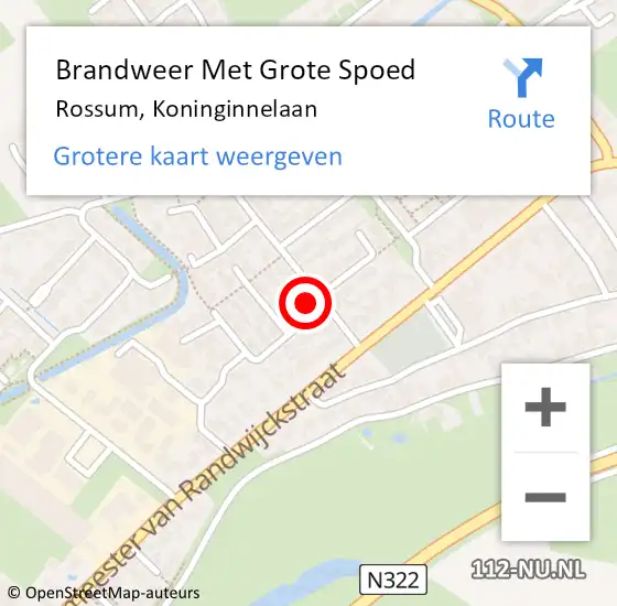 Locatie op kaart van de 112 melding: Brandweer Met Grote Spoed Naar Rossum, Koninginnelaan op 15 juli 2015 14:33