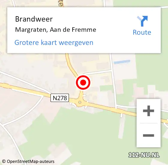 Locatie op kaart van de 112 melding: Brandweer Margraten, Aan de Fremme op 14 november 2013 09:39