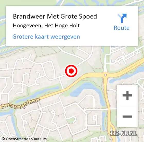 Locatie op kaart van de 112 melding: Brandweer Met Grote Spoed Naar Hoogeveen, Het Hoge Holt op 15 juli 2015 15:31