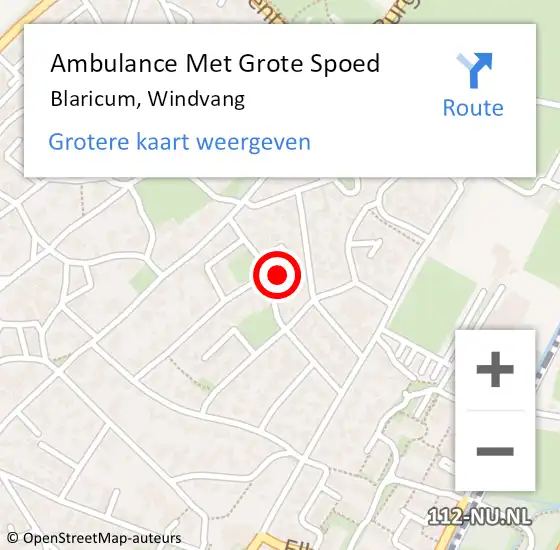 Locatie op kaart van de 112 melding: Ambulance Met Grote Spoed Naar Blaricum, Windvang op 15 juli 2015 17:01