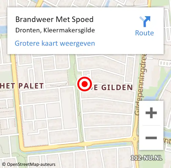 Locatie op kaart van de 112 melding: Brandweer Met Spoed Naar Dronten, Kleermakersgilde op 15 juli 2015 17:20