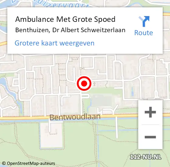 Locatie op kaart van de 112 melding: Ambulance Met Grote Spoed Naar Benthuizen, Dr Albert Schweitzerlaan op 15 juli 2015 17:51