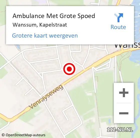 Locatie op kaart van de 112 melding: Ambulance Met Grote Spoed Naar Wanssum, Kapelstraat op 15 juli 2015 18:37