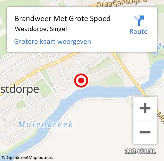 Locatie op kaart van de 112 melding: Brandweer Met Grote Spoed Naar Westdorpe, Singel op 15 juli 2015 19:15