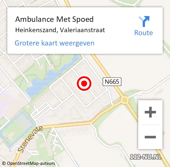 Locatie op kaart van de 112 melding: Ambulance Met Spoed Naar Heinkenszand, Valeriaanstraat op 15 juli 2015 19:57