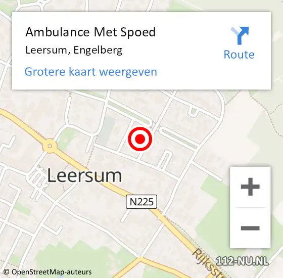 Locatie op kaart van de 112 melding: Ambulance Met Spoed Naar Leersum, Engelberg op 15 juli 2015 21:17