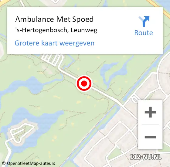 Locatie op kaart van de 112 melding: Ambulance Met Spoed Naar 's-Hertogenbosch, Leunweg op 15 juli 2015 22:04
