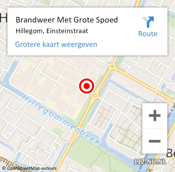 Locatie op kaart van de 112 melding: Brandweer Met Grote Spoed Naar Hillegom, Einsteinstraat op 14 november 2013 10:13