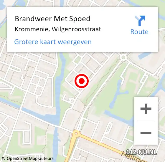 Locatie op kaart van de 112 melding: Brandweer Met Spoed Naar Krommenie, Wilgenroosstraat op 15 juli 2015 23:47