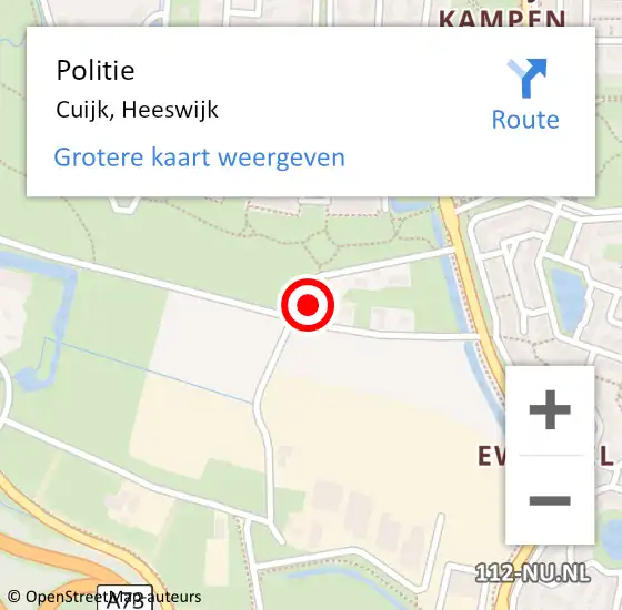 Locatie op kaart van de 112 melding: Politie Cuijk, Heeswijk op 15 juli 2015 23:52