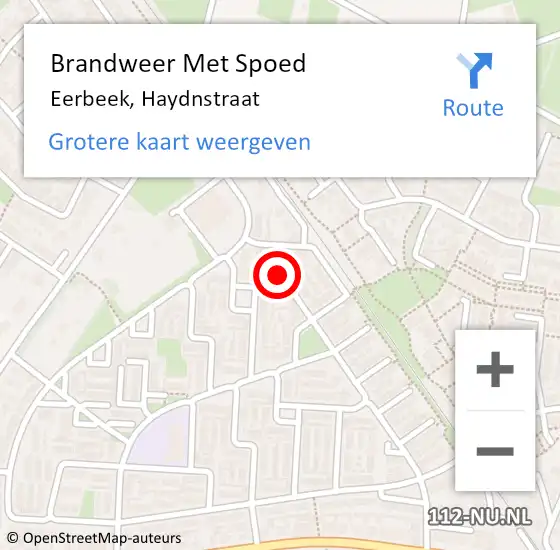 Locatie op kaart van de 112 melding: Brandweer Met Spoed Naar Eerbeek, Haydnstraat op 15 juli 2015 23:55