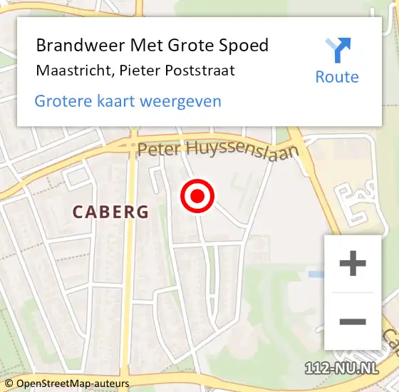 Locatie op kaart van de 112 melding: Brandweer Met Grote Spoed Naar Maastricht, Pieter Poststraat op 16 juli 2015 05:46