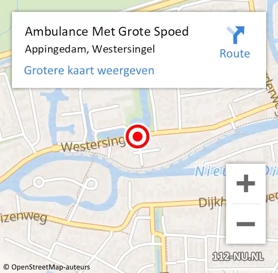 Locatie op kaart van de 112 melding: Ambulance Met Grote Spoed Naar Appingedam, Westersingel op 14 november 2013 10:24