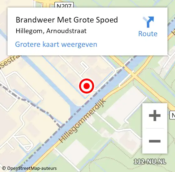 Locatie op kaart van de 112 melding: Brandweer Met Grote Spoed Naar Hillegom, Arnoudstraat op 16 juli 2015 07:12