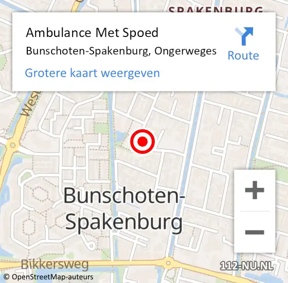 Locatie op kaart van de 112 melding: Ambulance Met Spoed Naar Bunschoten-Spakenburg, Ongerweges op 16 juli 2015 07:44